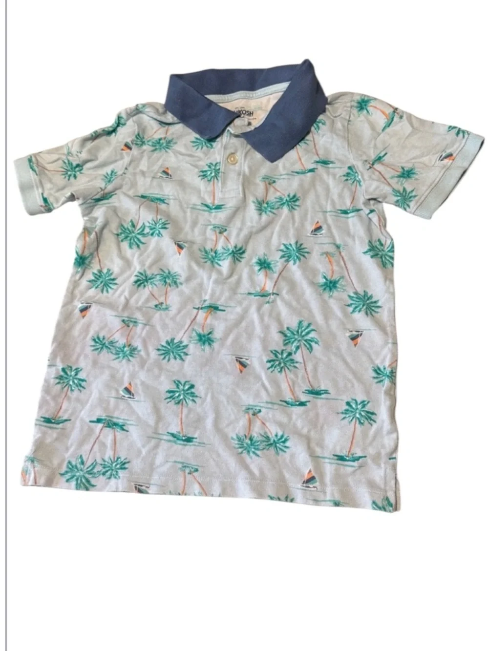 OshKosh B'gosh Green and Cream Polo Shirt size 8 #121/13tt